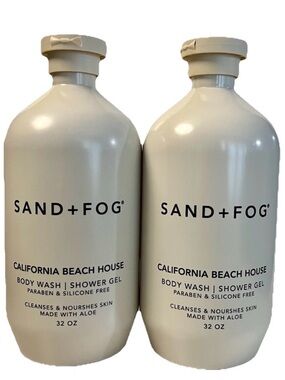 Set of 2! Sand + Fog California Beach House Body Wash Shower Gel 32 oz Each NEW